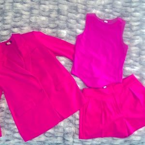Express shorts suit set Fuchsia (jacket, shorts, sleeveless bodysuit)